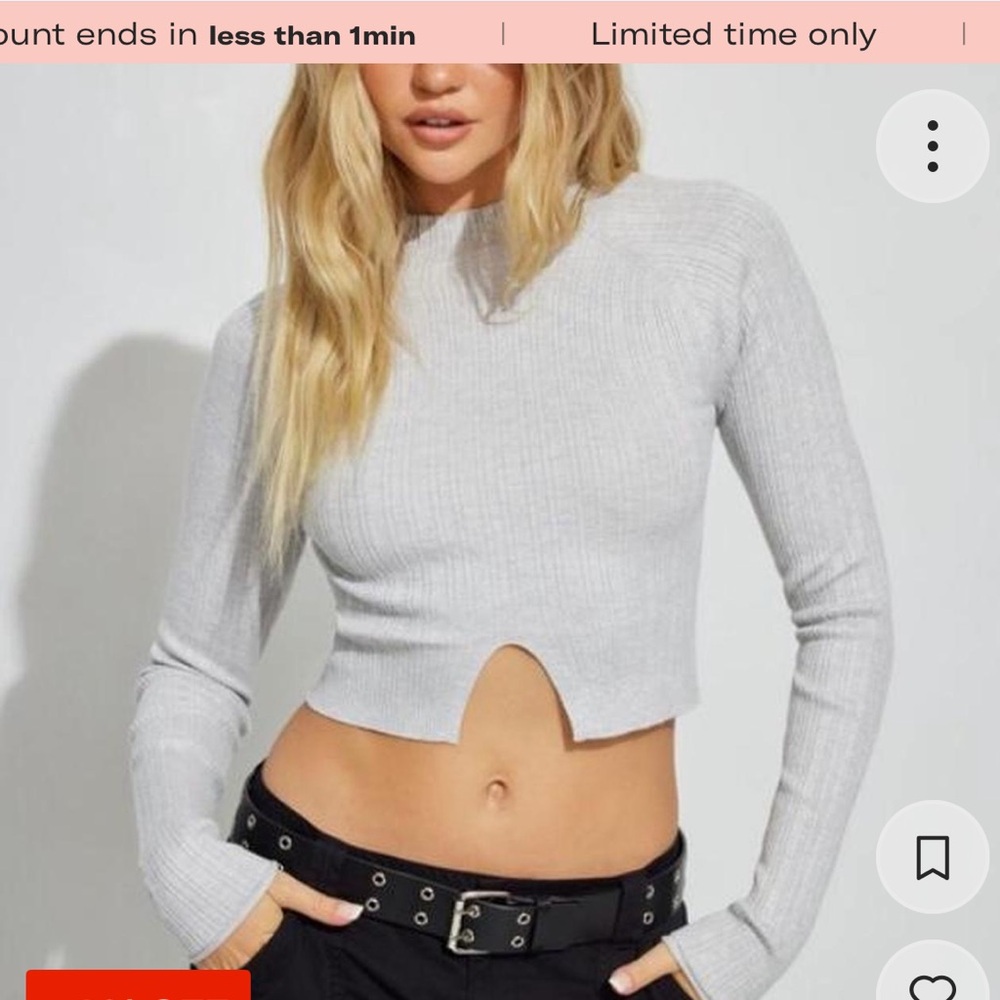 GARAGE GREY CROPPED LONG SLEEVE SIZE S